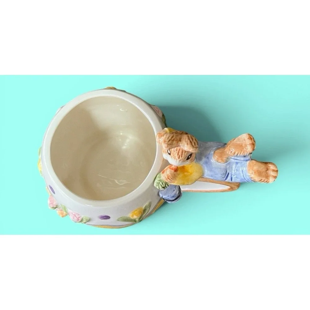 Fitz & Floyd Omnibus Eggspress Bunny‎ Rabbit Plate Cup Set Pastel Spring Vintage